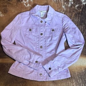White House Black Market Lilac Shirt with Silver Button
